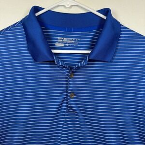 Nike Golf Tour Performance Blue‎ Stripe Dri-FIT Polo Shirt Men's XL
